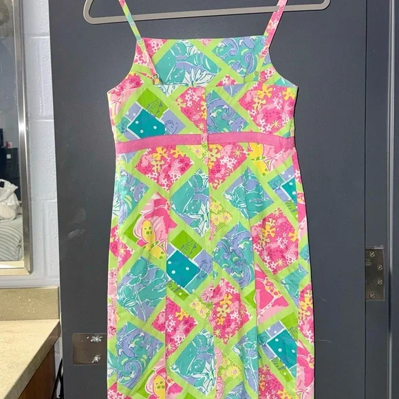 Lilly Pulitzer Colorful Patchwork Sundress - Pink, Green, Aqua - Picture 2 of 4